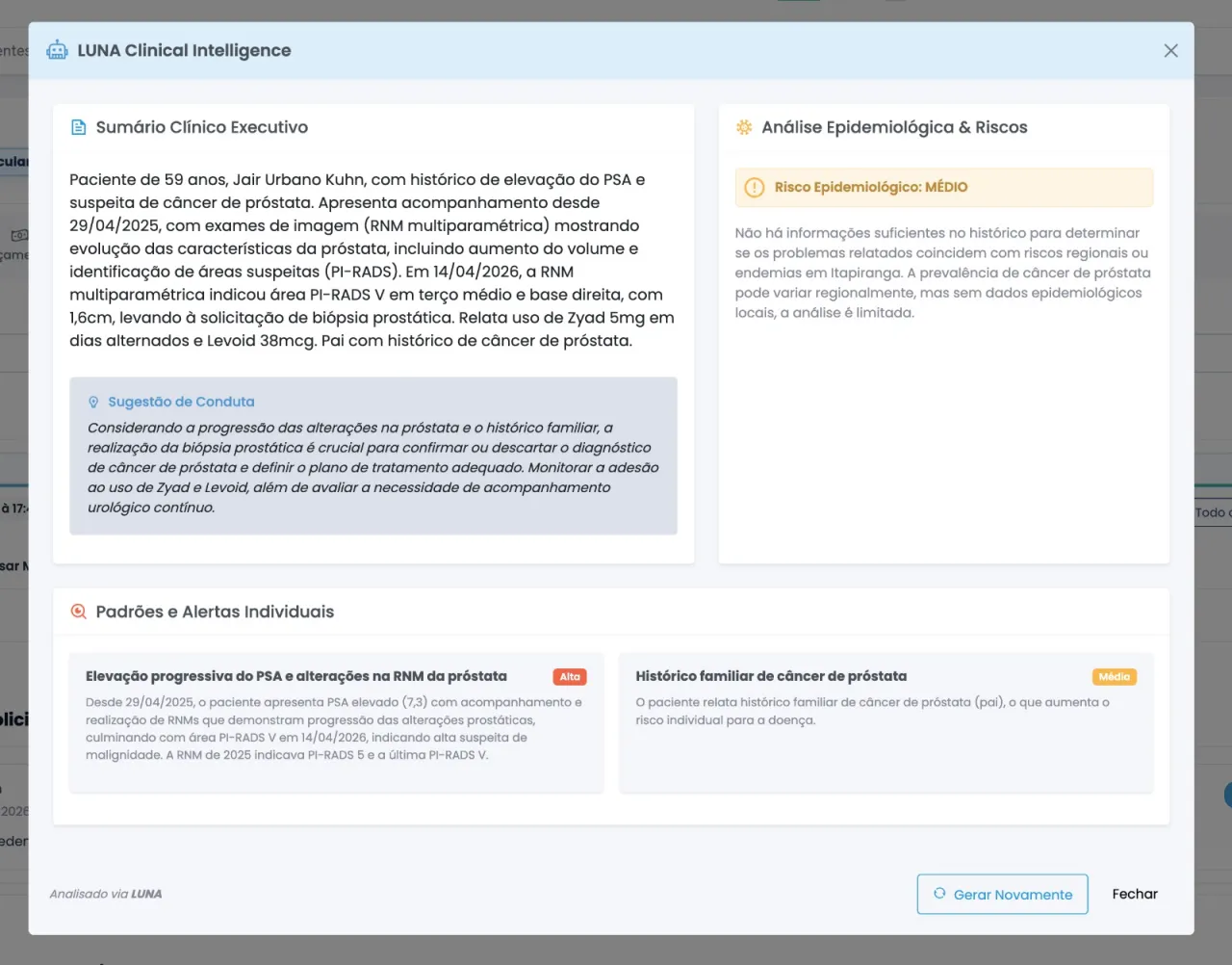 Imagine analisar anos de prontuários em segundos.  A Luna encontra as informações mais relevantes para você.